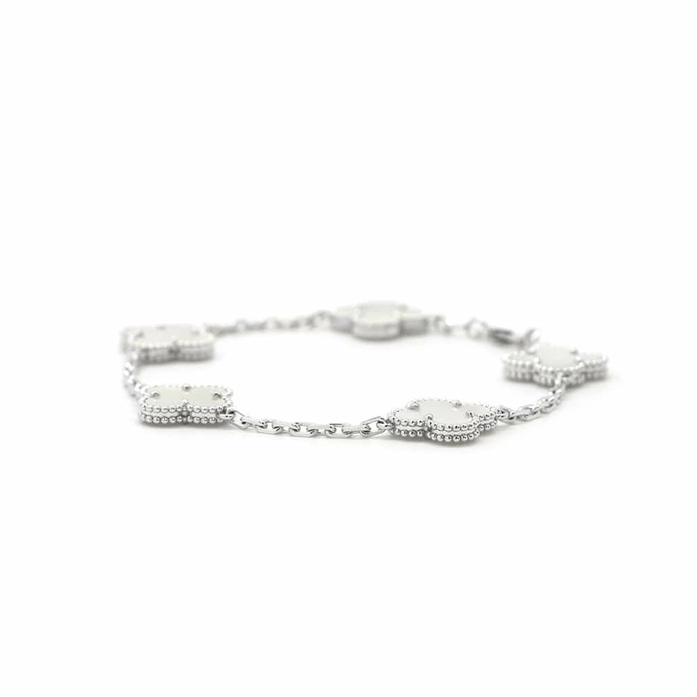 ヴァンクリーフ＆アーペル ブレスレット ヴィンテージ アルハンブラ 5モチーフ マザーオブパール K18WGホワイトゴールド VCARF48400