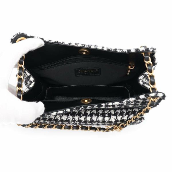 シャネル チェーンショルダーバッグ マトラッセ ココマーク ホーボーバッグ ツイード AS4322 CHANEL 2way 黒 白