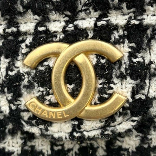 シャネル チェーンショルダーバッグ マトラッセ ココマーク ホーボーバッグ ツイード AS4322 CHANEL 2way 黒 白