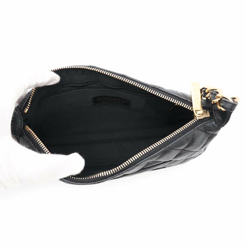 シャネル ショルダーバッグ ココマーク マトラッセ キャビアスキン A22476 CHANEL ワンショルダー セミショルダー 黒
