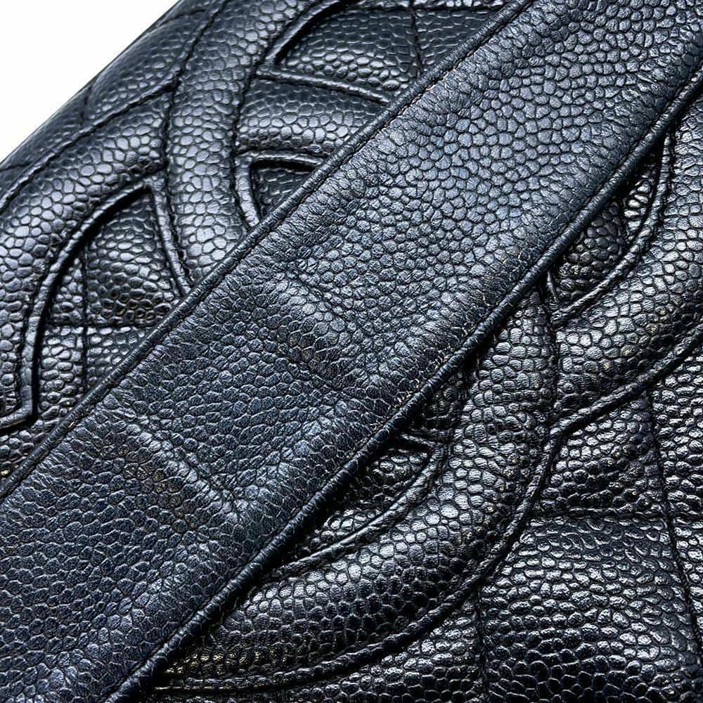 シャネル ショルダーバッグ ココマーク マトラッセ キャビアスキン A22476 CHANEL ワンショルダー セミショルダー 黒