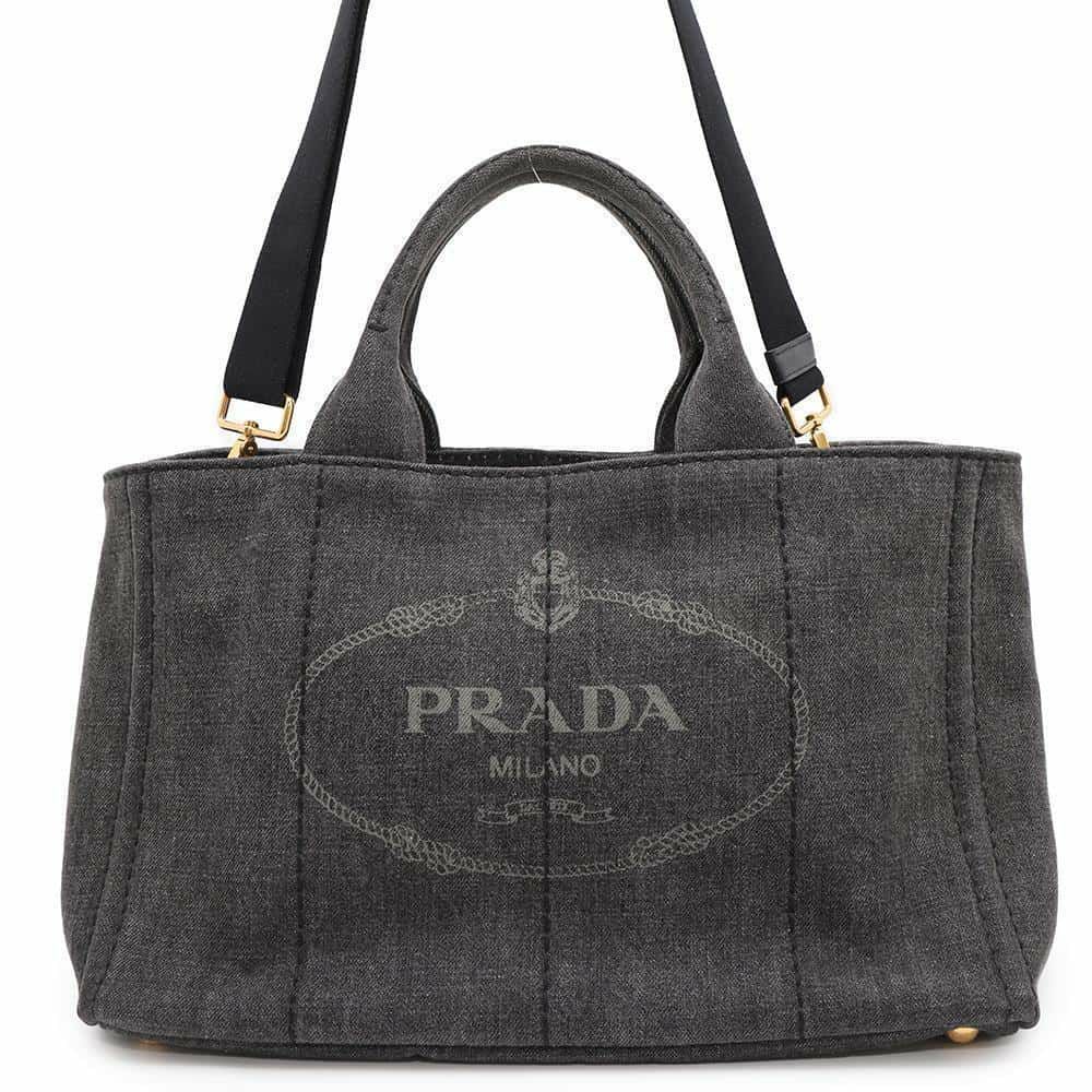 プラダ トートバッグ カナパ CANAPA ミディアム デニム 1BG642 PRADA BAG ハンド ショルダーバッグ