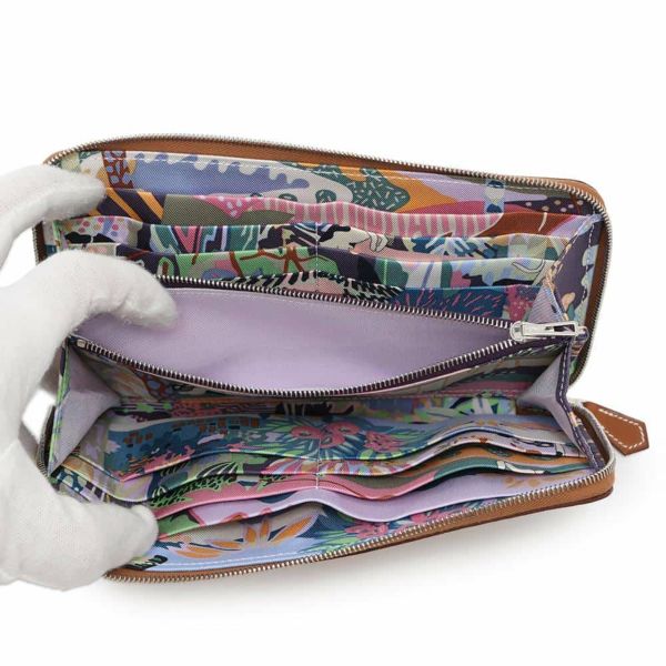 エルメス 長財布 アザップロング シルクイン ゴールド/シルバー金具 エプソン W刻印 財布