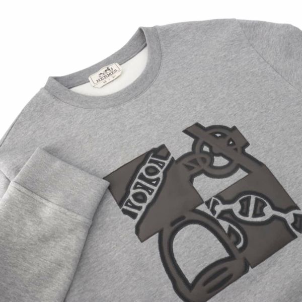 エルメス トレーナー メタルリー オ・カレ レザーパッチ Metallerie au Carre メンズサイズL HERMES トップス
