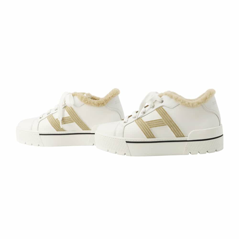 エルメス スニーカー デア カーフレザー シープスキン レディースサイズ37 HERMES 白