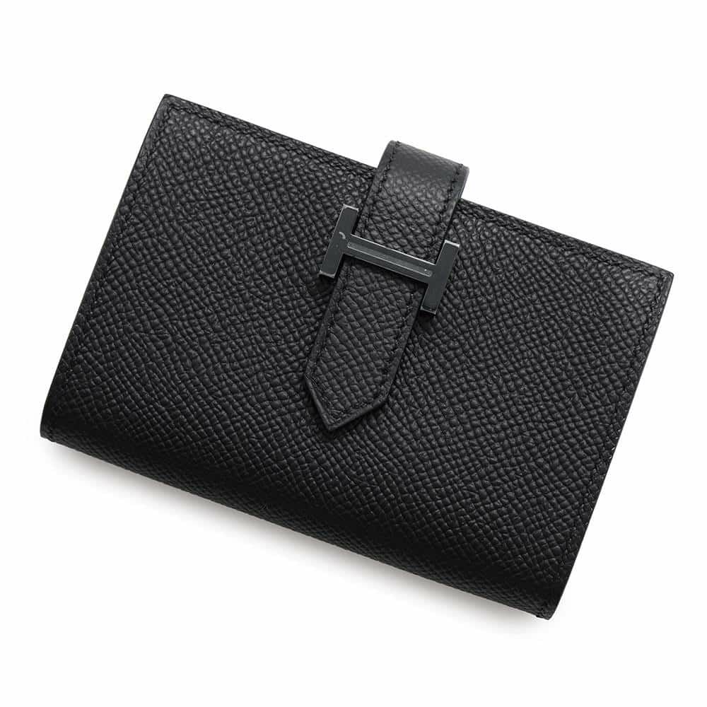 エルメス カードケース ベアン ミニ モノクローム ブラック/ブラック金具 エプソン U刻印 HERMES 財布 黒
