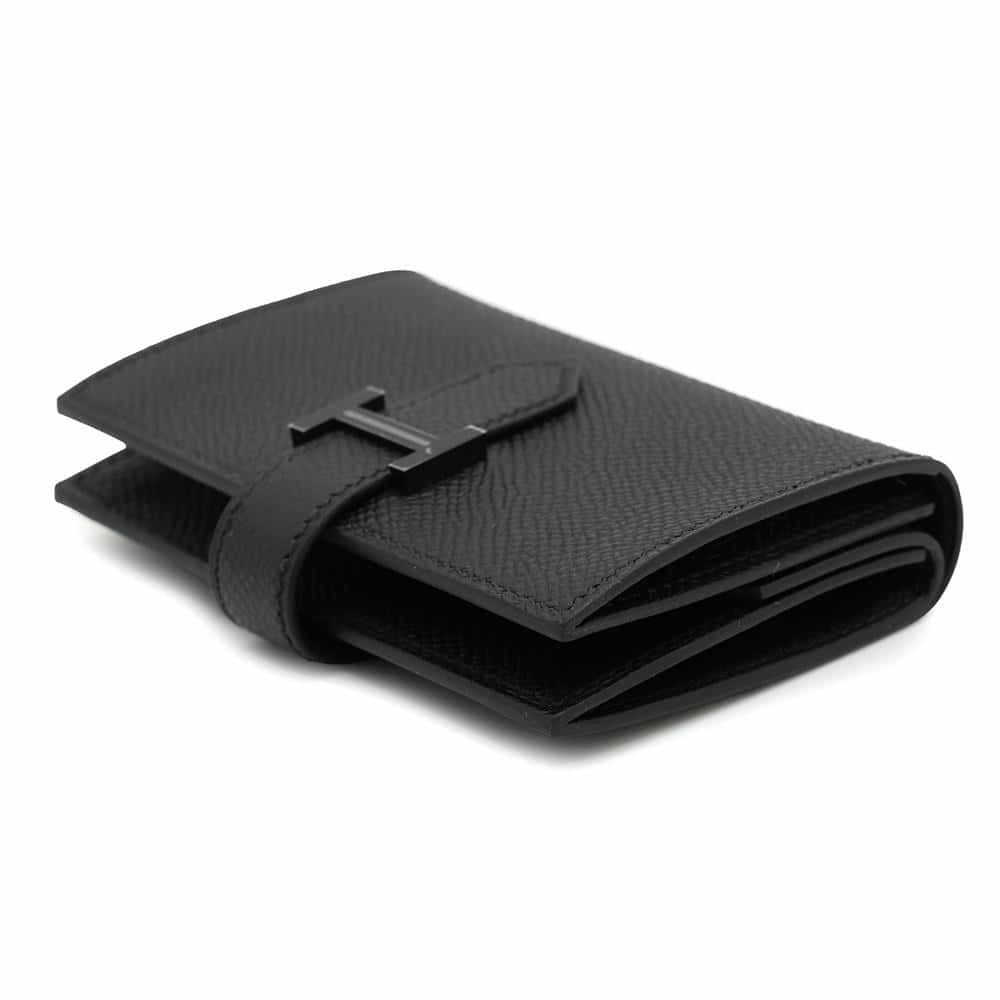 エルメス カードケース ベアン ミニ モノクローム ブラック/ブラック金具 エプソン U刻印 HERMES 財布 黒