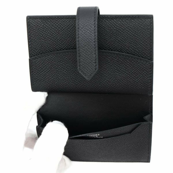 エルメス カードケース ベアン ミニ モノクローム ブラック/ブラック金具 エプソン U刻印 HERMES 財布 黒
