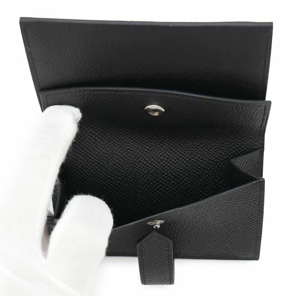 エルメス カードケース ベアン ミニ モノクローム ブラック/ブラック金具 エプソン U刻印 HERMES 財布 黒