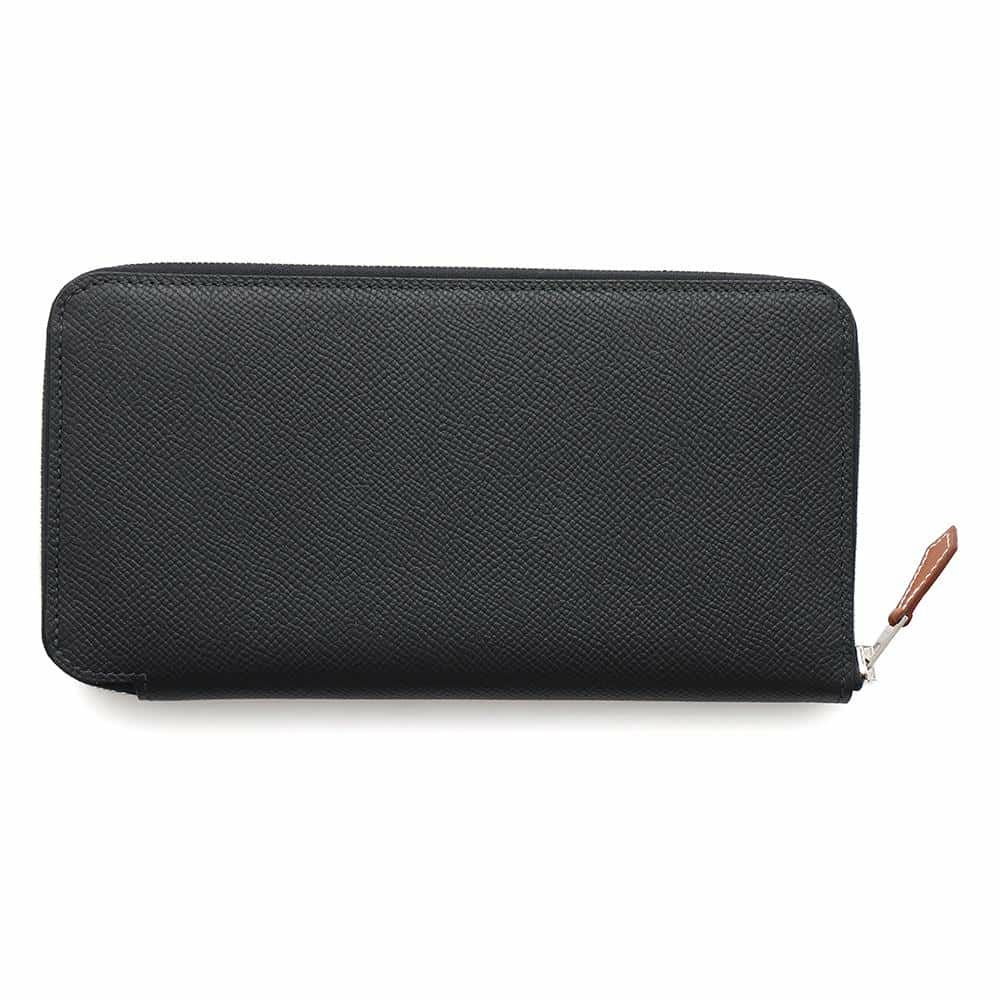 エルメス 長財布 アザップロング シルクイン ブラック/シルバー金具 エプソン W刻印 財布 黒