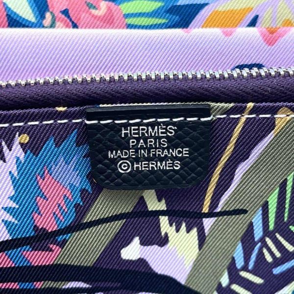 エルメス 長財布 アザップロング シルクイン ブラック/シルバー金具 エプソン W刻印 財布 黒