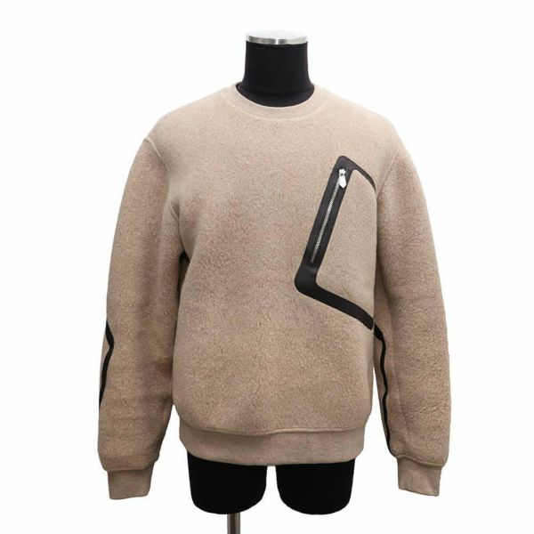 エルメス スウェット ラウンドネック ポケット レザーハイライト ウール カシミヤ メンズサイズS HERMES