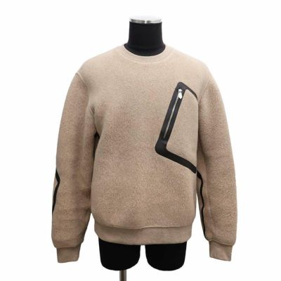 エルメス スウェット ラウンドネック ポケット レザーハイライト ウール カシミヤ メンズサイズS HERMES 安心保証