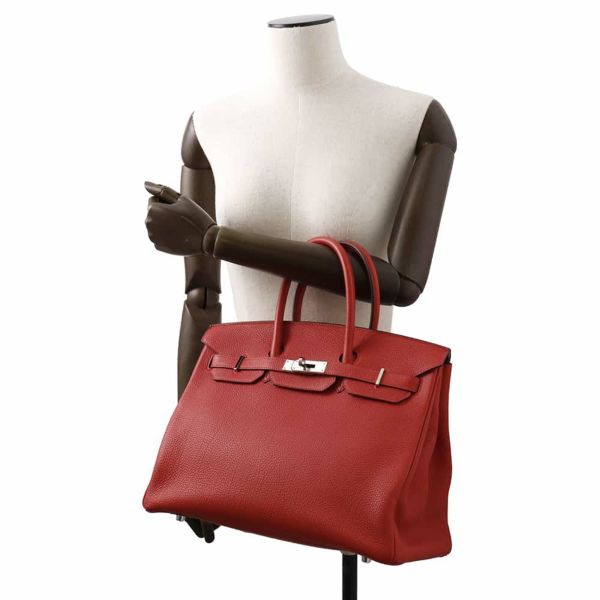 エルメス バーキン35 ルージュヴィフ/シルバー金具 トゴ □P刻印 HERMES Birkin ハンドバッグ