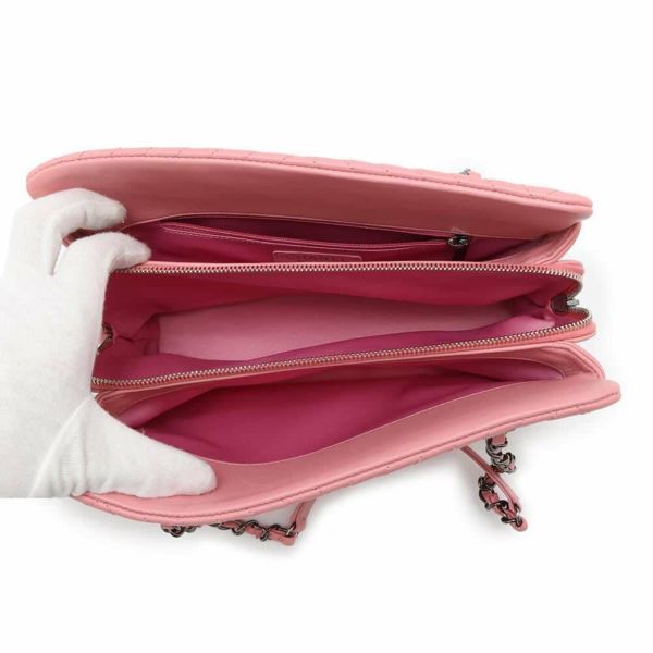 シャネル チェーンショルダーバッグ シェブロン ココマーク ラムスキン CHANEL バッグ Wチェーン