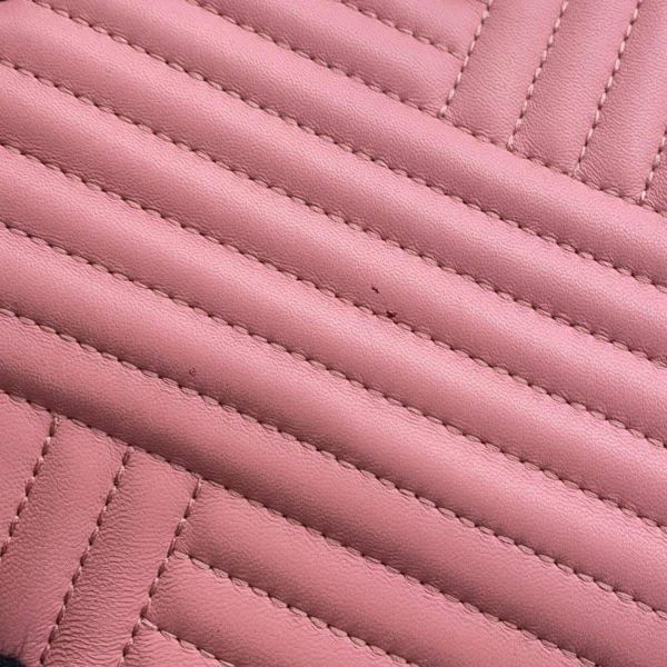 シャネル チェーンショルダーバッグ シェブロン ココマーク ラムスキン CHANEL バッグ Wチェーン