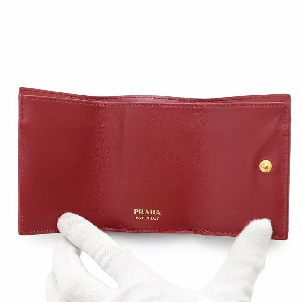プラダ 三つ折り財布  サフィアーノ コンパクトウォレット 1MH021 PRADA 財布 レッド 赤
