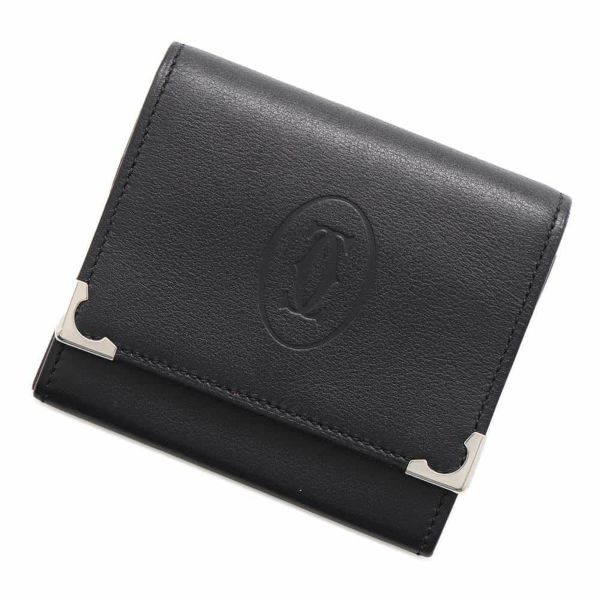 カルティエ コインケース マスト ドゥ カルティエ スクエア カーフレザー Cartier 財布 黒