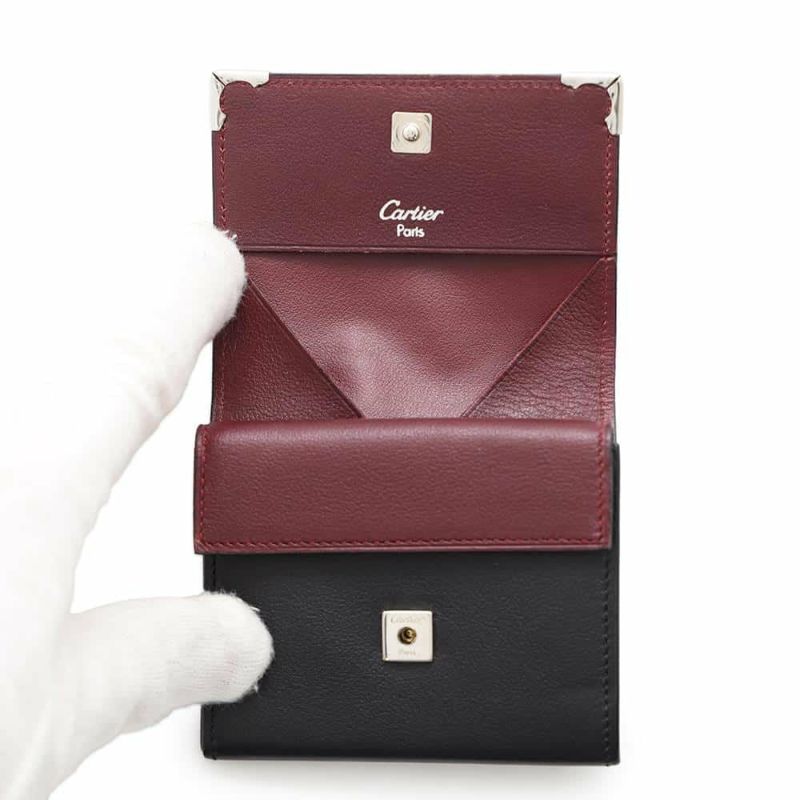 カルティエ コインケース マスト ドゥ カルティエ スクエア カーフレザー Cartier 財布 黒