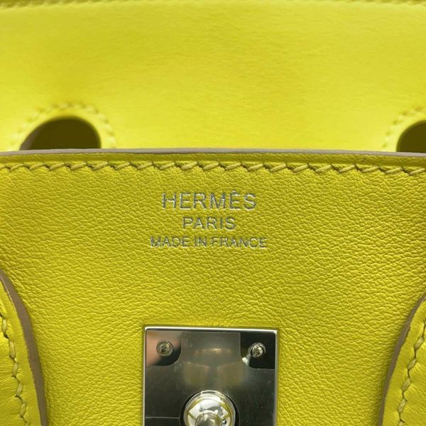 エルメス バーキン25 ライム/シルバー金具 スイフト U刻印 HERMES Birkin ハンドバッグ