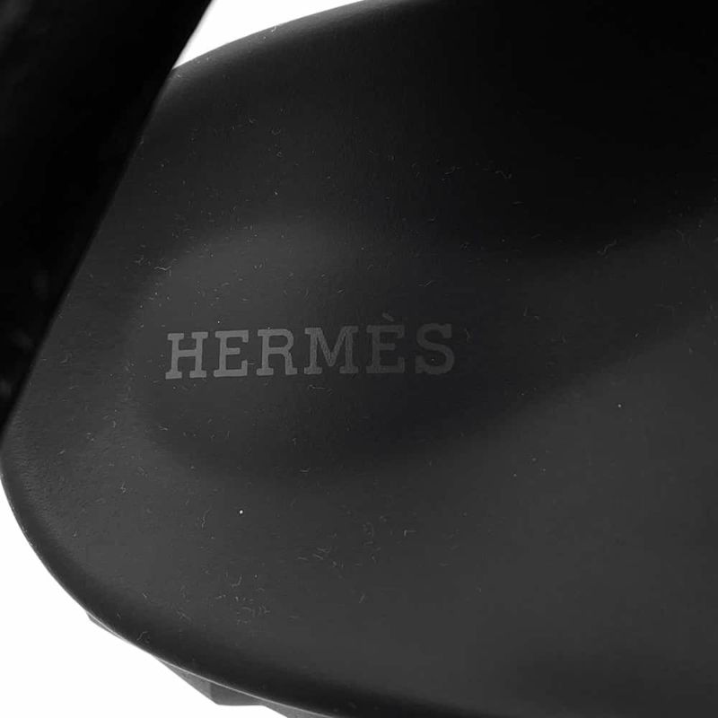 エルメス サンダル ジュニア レザー レディースサイズ39 HERMES 靴 黒