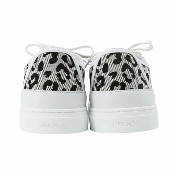 エルメス スニーカー ゲット キャンバス レディースサイズ38 HERMES 靴 白 レオパード柄