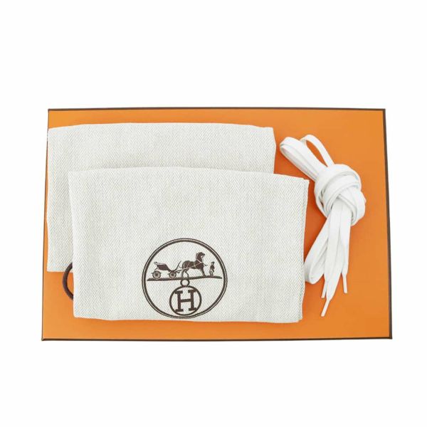 エルメス スニーカー ゲット キャンバス レディースサイズ38 HERMES 靴 白 レオパード柄