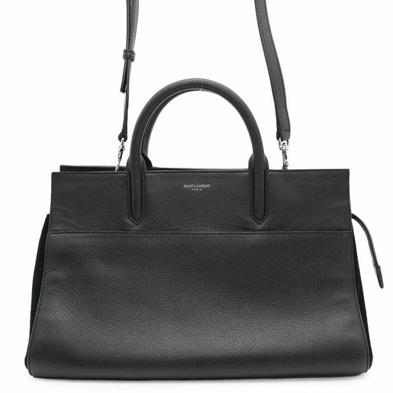 サンローランパリ ハンドバッグ カバリブゴーシュ レザー スエード SAINT LAURENT PARIS 2wayショルダー 黒