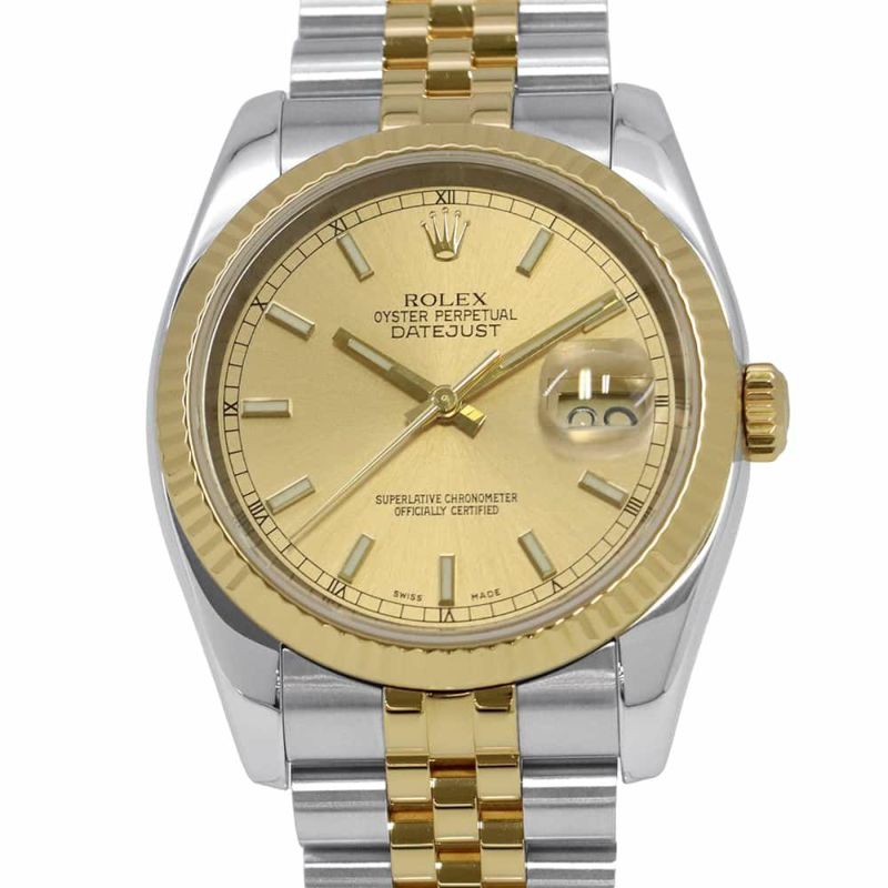 ロレックス デイトジャスト F番 SS/K18YG 116233 ROLEX 腕時計 シャンパン文字盤