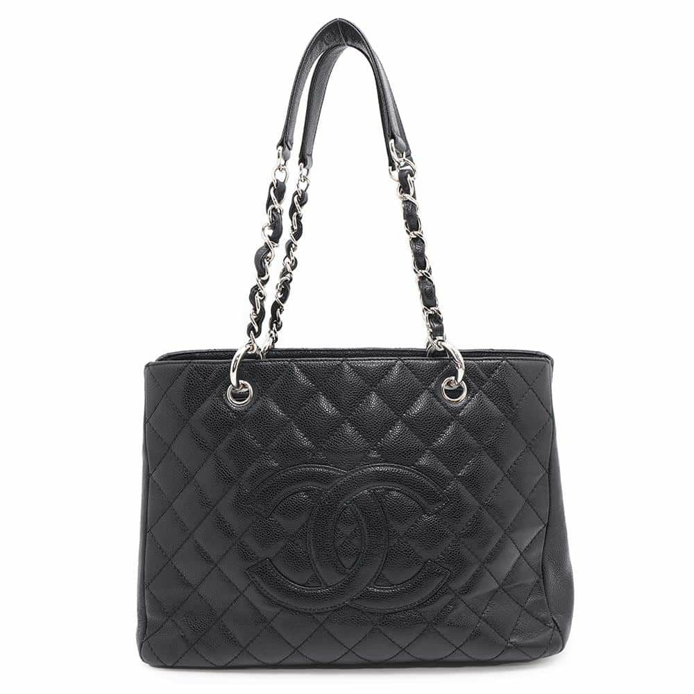 シャネル チェーントートバッグ ココマーク マトラッセ GST キャビアスキン A50995 CHANEL ショルダーバッグ 黒