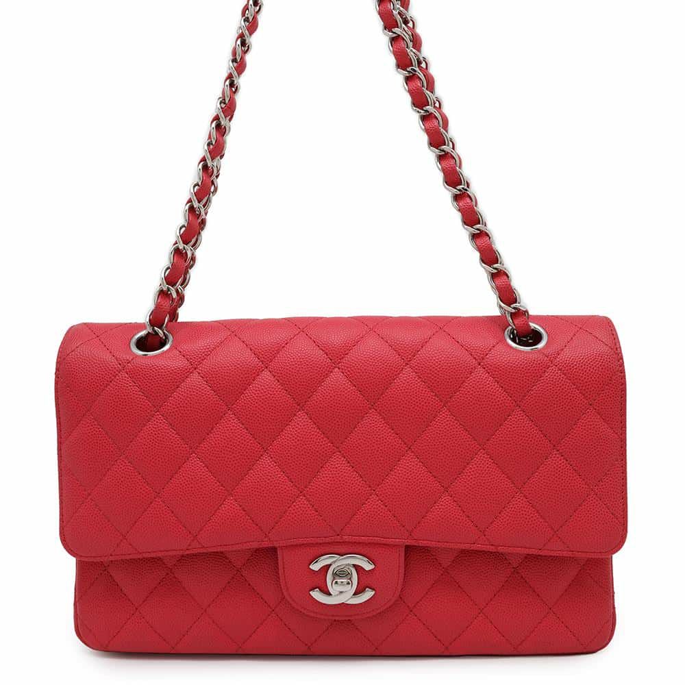 シャネル チェーンショルダーバッグ マトラッセ25 ココマーク キャビアスキン ダブルチェーン A01112 CHANEL