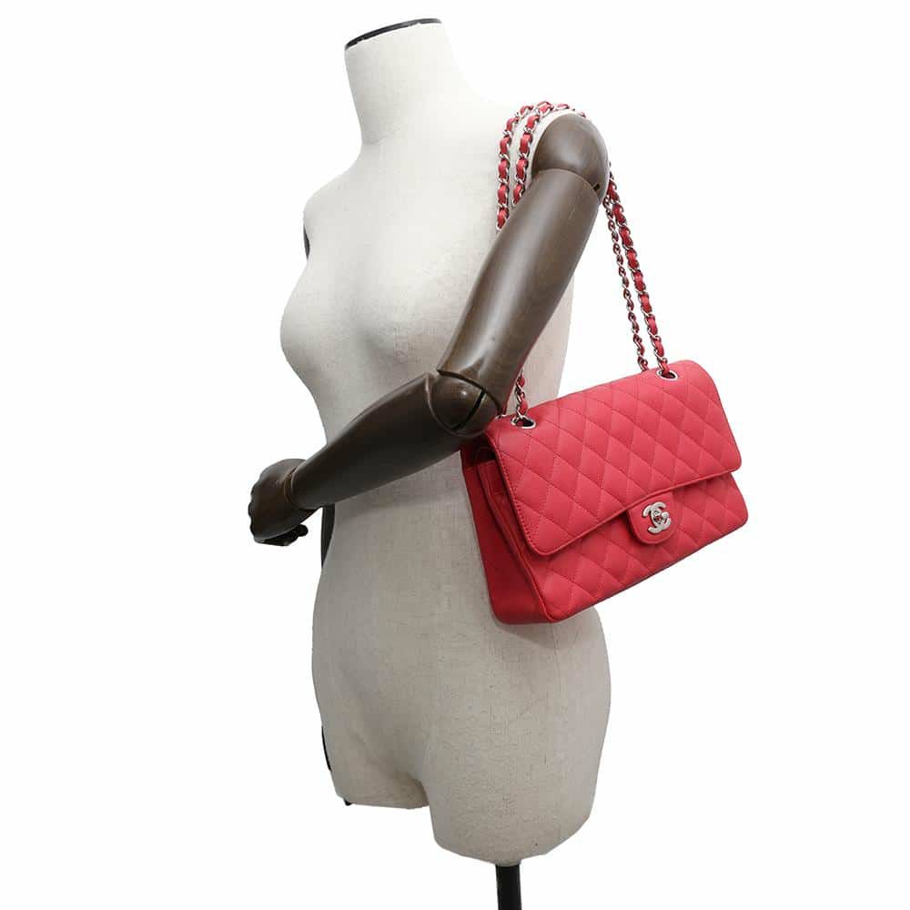 シャネル チェーンショルダーバッグ マトラッセ25 ココマーク キャビアスキン ダブルチェーン A01112 CHANEL