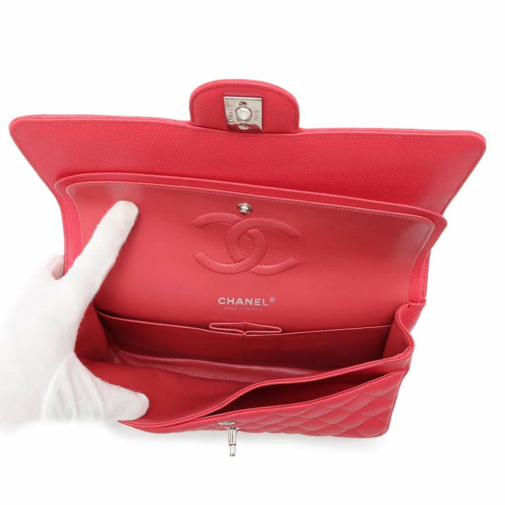 シャネル チェーンショルダーバッグ マトラッセ25 ココマーク キャビアスキン ダブルチェーン A01112 CHANEL
