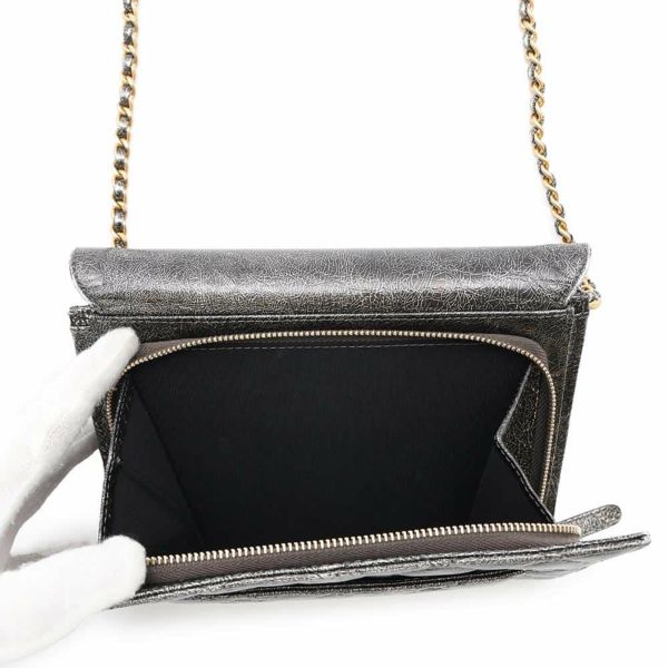 シャネル チェーンショルダーバッグ マトラッセ ココマーク ターンロック シルバー CHANEL バッグ 黒