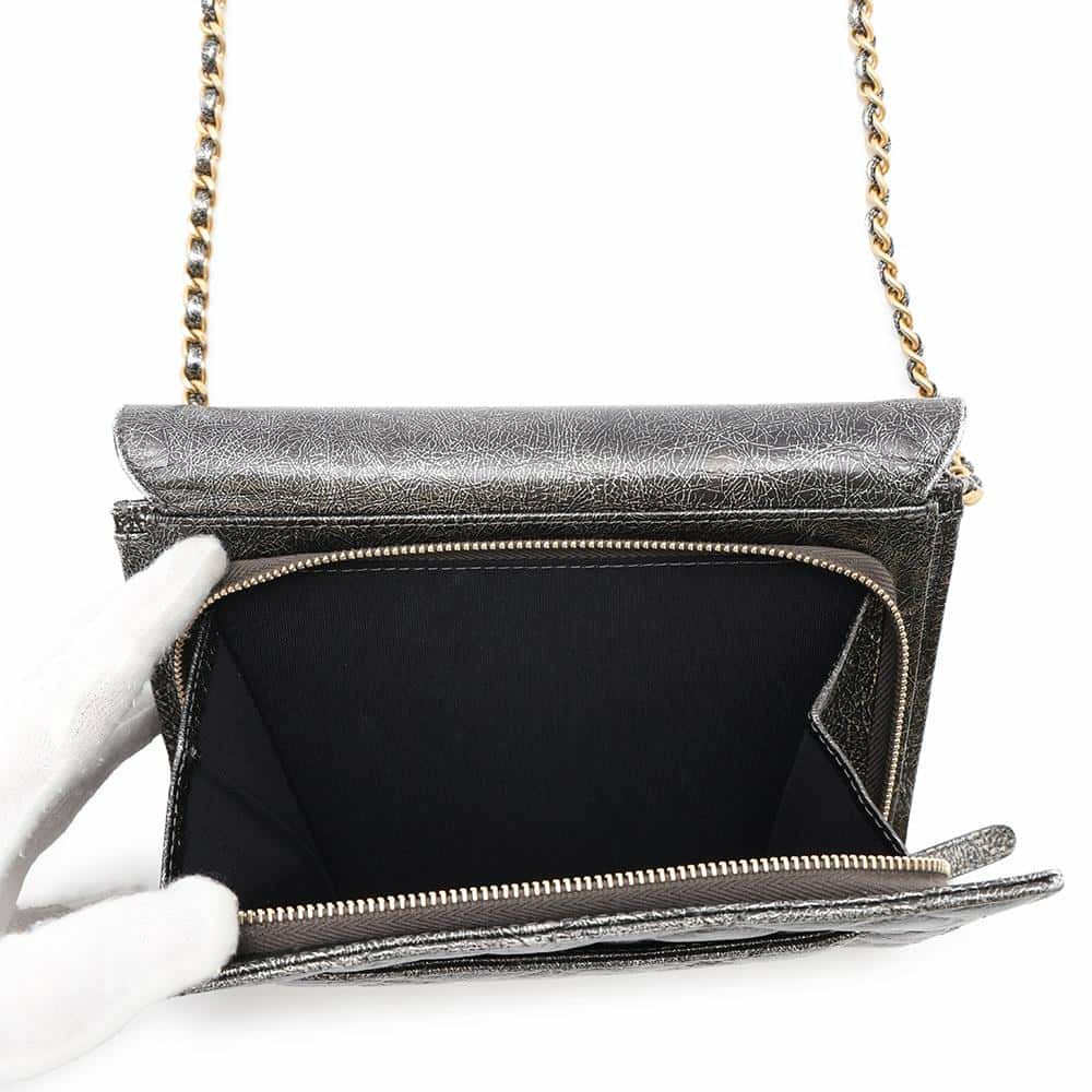 シャネル チェーンショルダーバッグ マトラッセ ココマーク ターンロック シルバー CHANEL バッグ 黒