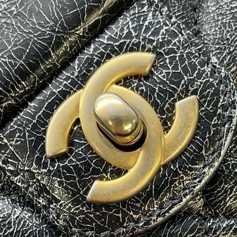 シャネル チェーンショルダーバッグ マトラッセ ココマーク ターンロック シルバー CHANEL バッグ 黒