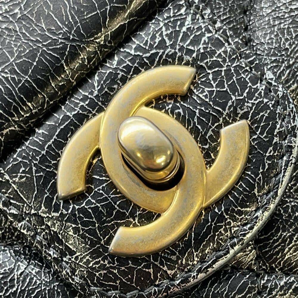 シャネル チェーンショルダーバッグ マトラッセ ココマーク ターンロック シルバー CHANEL バッグ 黒