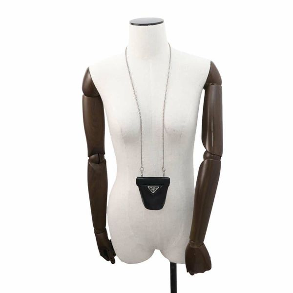 プラダ ネックレスポーチ ミニ レザー 1NR002 PRADA 小物入れ 黒