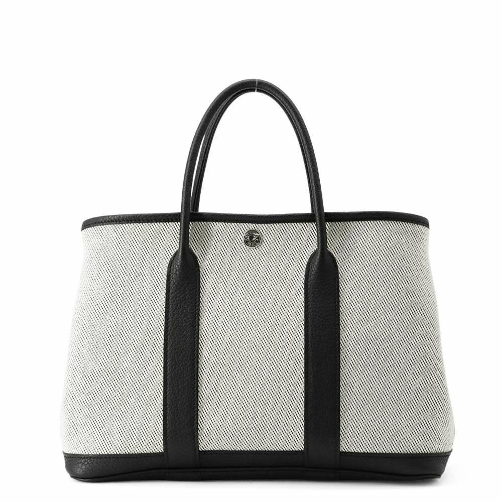 エルメス ガーデンパーティTPM エクリュ/ブラック/シルバー金具 ネゴンダ/トワルアッシュ Y刻印 黒