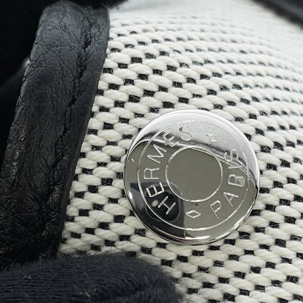 エルメス ガーデンパーティTPM エクリュ/ブラック/シルバー金具 ネゴンダ/トワルアッシュ Y刻印 黒