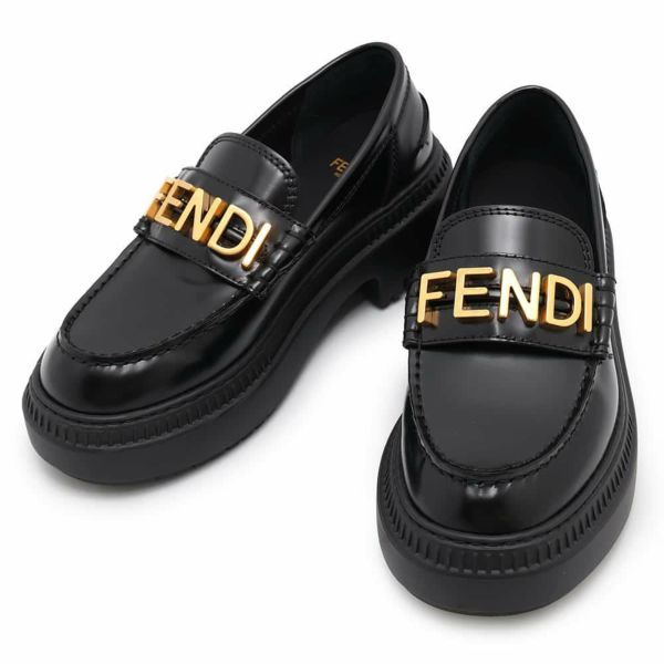 フェンディ ローファー グラフィ レザー レディースサイズ36 8D8383 FENDI 靴 黒