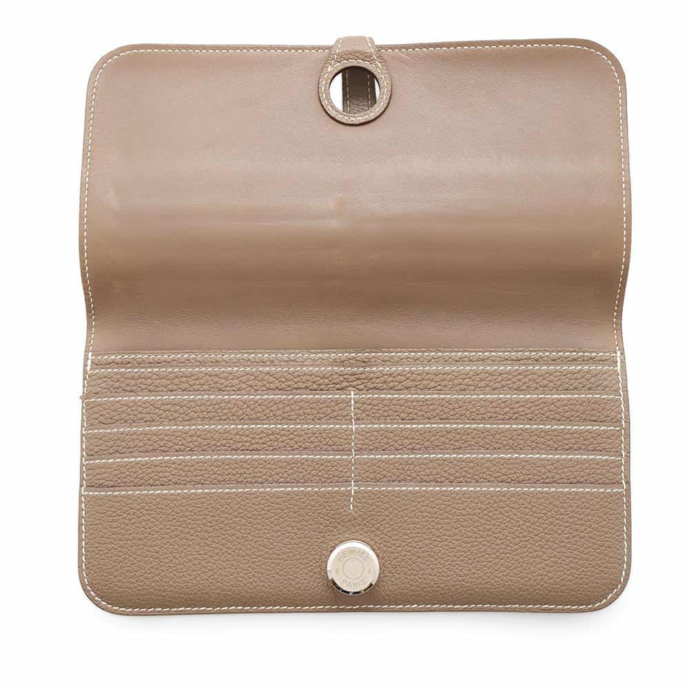 エルメス 長財布 ドゴンロング エトゥープ/シルバー金具 トゴ X刻印 HERMES 財布