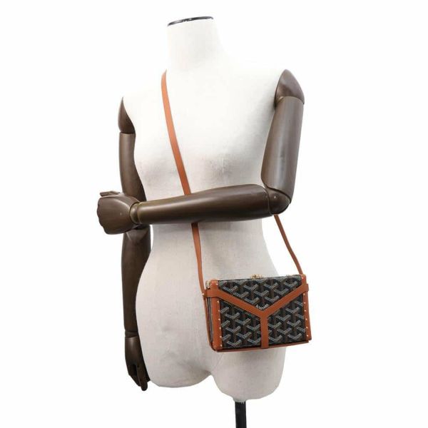 ゴヤール ショルダーバッグ ミノディエール PVC/レザー GOYARD トランク 黒