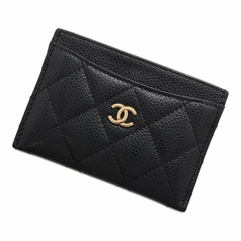 シャネル カードケース マトラッセ ココマーク キャビアスキン AP0213 CHANEL 定期入れ 名刺入れ パスケース 黒