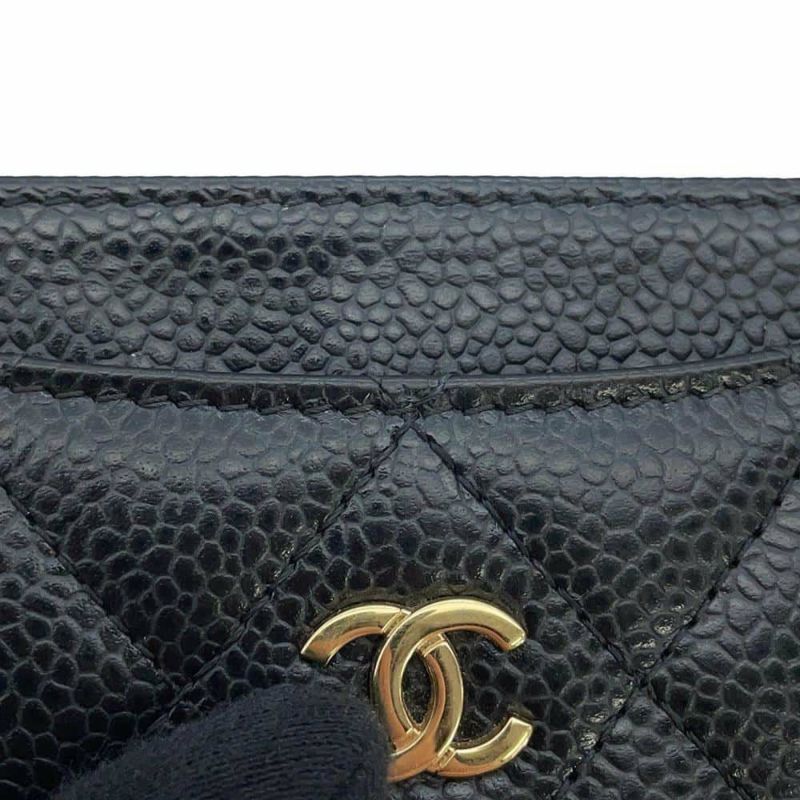 シャネル カードケース マトラッセ ココマーク キャビアスキン AP0213 CHANEL 定期入れ 名刺入れ パスケース 黒