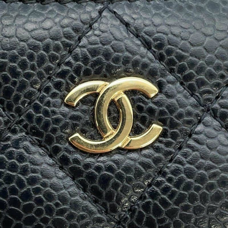 シャネル カードケース マトラッセ ココマーク キャビアスキン AP0213 CHANEL 定期入れ 名刺入れ パスケース 黒
