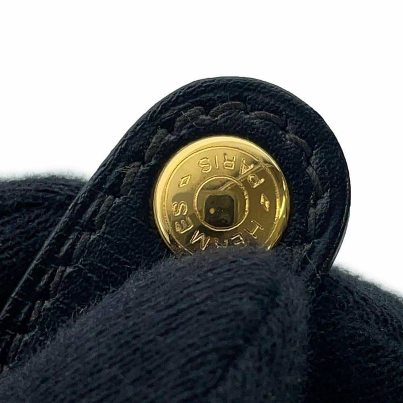 エルメス グローブホルダー ブラック/ゴールド金具 ボックスカーフ HERMES 手袋 黒