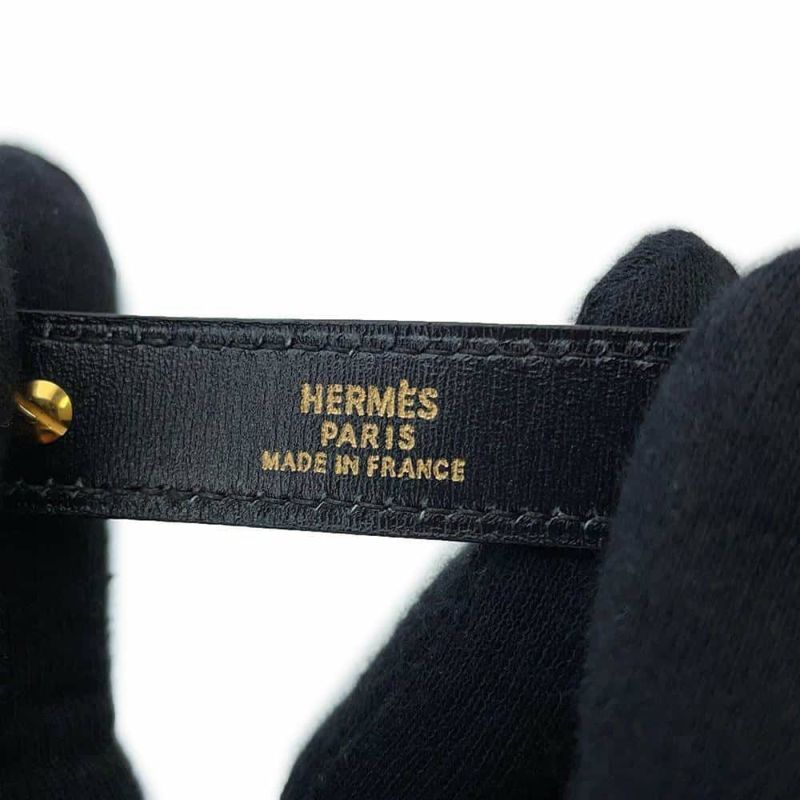 エルメス グローブホルダー ブラック/ゴールド金具 ボックスカーフ HERMES 手袋 黒