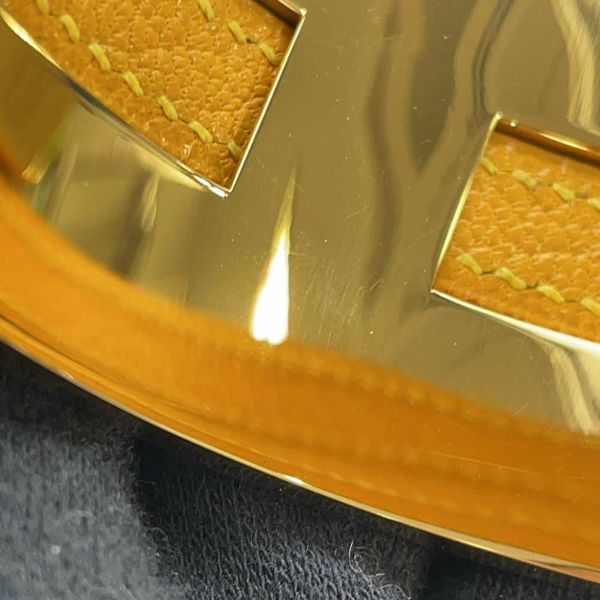 エルメス ブレスレット プスプス バングル イエロー/ゴールド金具 レザー □E刻印 HERMES アクセサリー