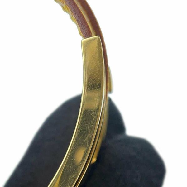 エルメス ブレスレット プスプス バングル イエロー/ゴールド金具 レザー □E刻印 HERMES アクセサリー